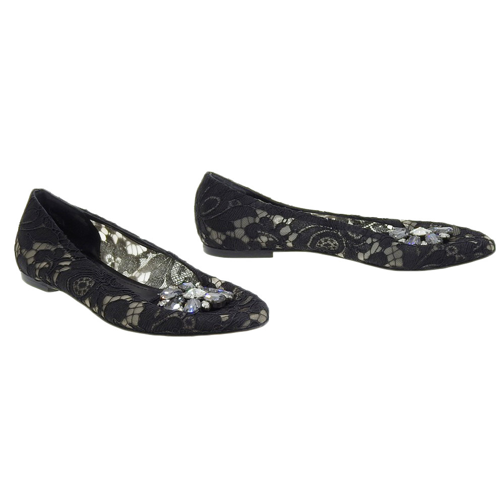  unused Dolce & Gabbana present tag total race bi juice waro flower round tu Flat pumps 37 1/2 23.5-24cm