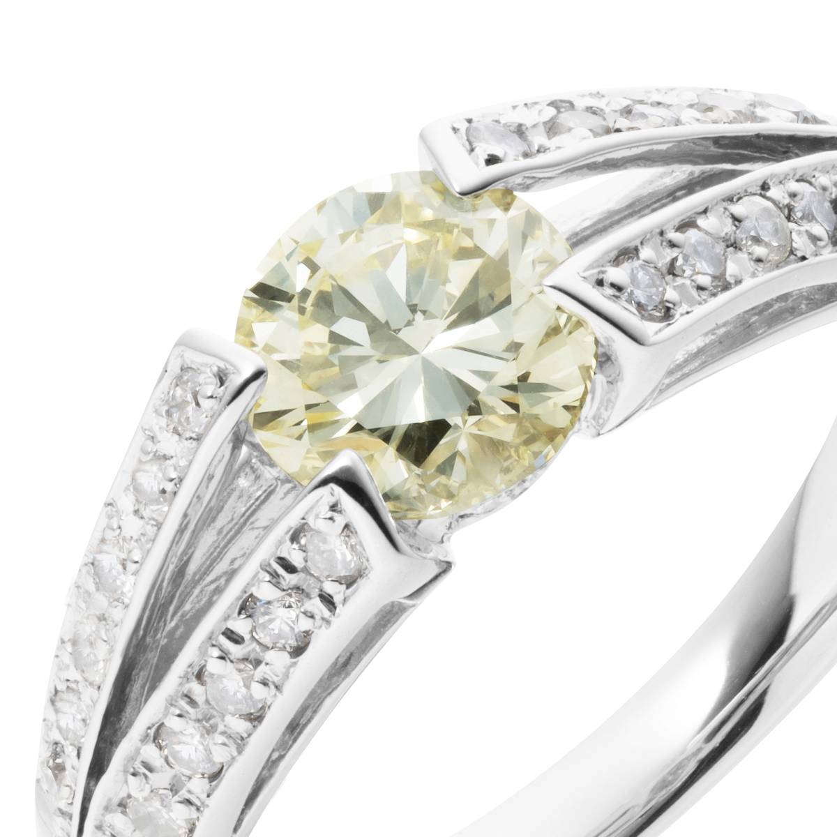 ★極上 イエロー系カラー（天然） 憧れの 1ct UP ダイヤモンド 1.277ct ★ Light Yellow-VS1-GD プラチナ pt900 リング 指輪【中宝鑑付】_画像5