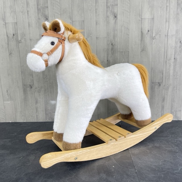 【ギフト】 【中古】ホワイトホース ロッキングホース 白馬 インテリア/55820 オブジェ おもちゃ 乗り物 ヌイグルミ 木馬 乗用玩具