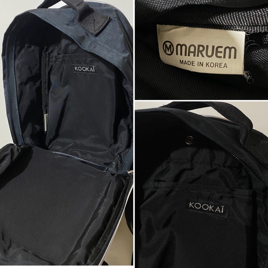 * KOOKAI Koo kai MARUEM maru M rucksack black black silver piping Logo smaller size daypack 