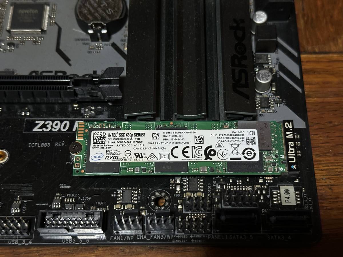 【中古】ASRock Z390 Pro4 SSD1T 初期化済みWindows10付属 LGA1151 ATXマザーボード 第8・9世代CPU対応 動作確認済_画像2