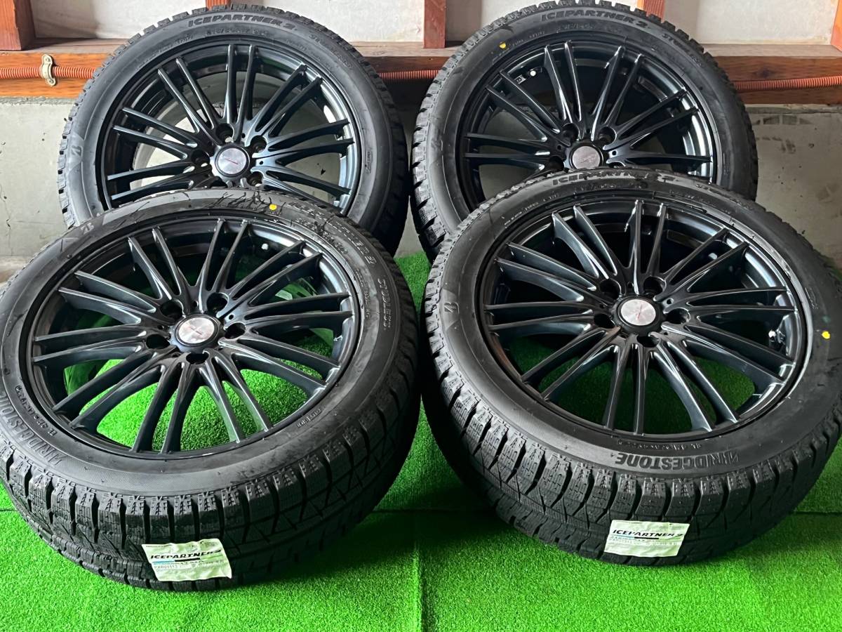 【 新品タイヤ 2022年製 】ブリヂストン 215/50R17 アイスパートナー２ WEDS アルミ 中古 7J +53 5H114.3 ヴォクシー ノア レヴォーグ 等_画像1