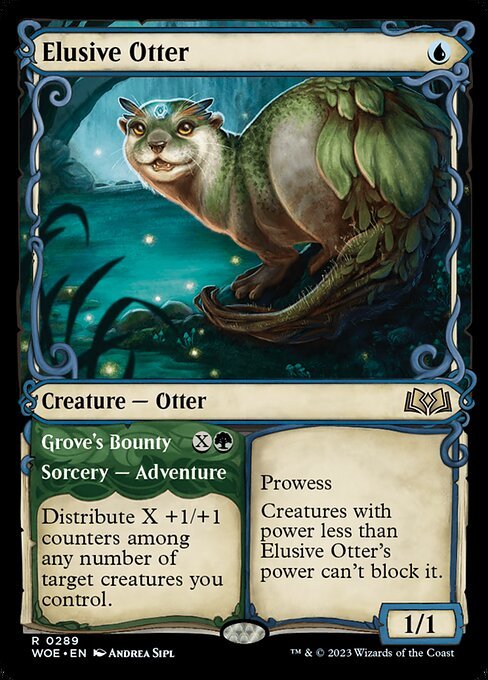 MTG ■青/英語版■ 《神出鬼没のカワウソ/Elusive Otter》▲ショーケース▲エルドレインの森 WOE_画像1