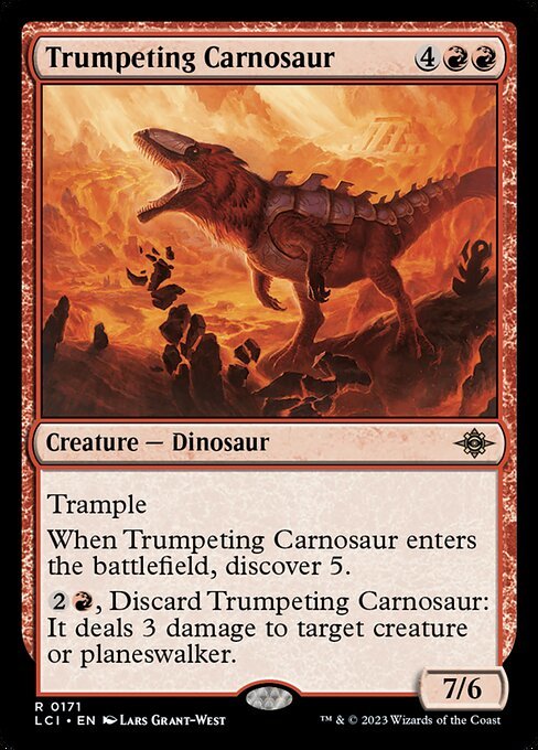 MTG ■赤/英語版■ 《嘶くカルノサウルス/Trumpeting Carnosaur》 イクサラン：失われし洞窟 LCI_画像1