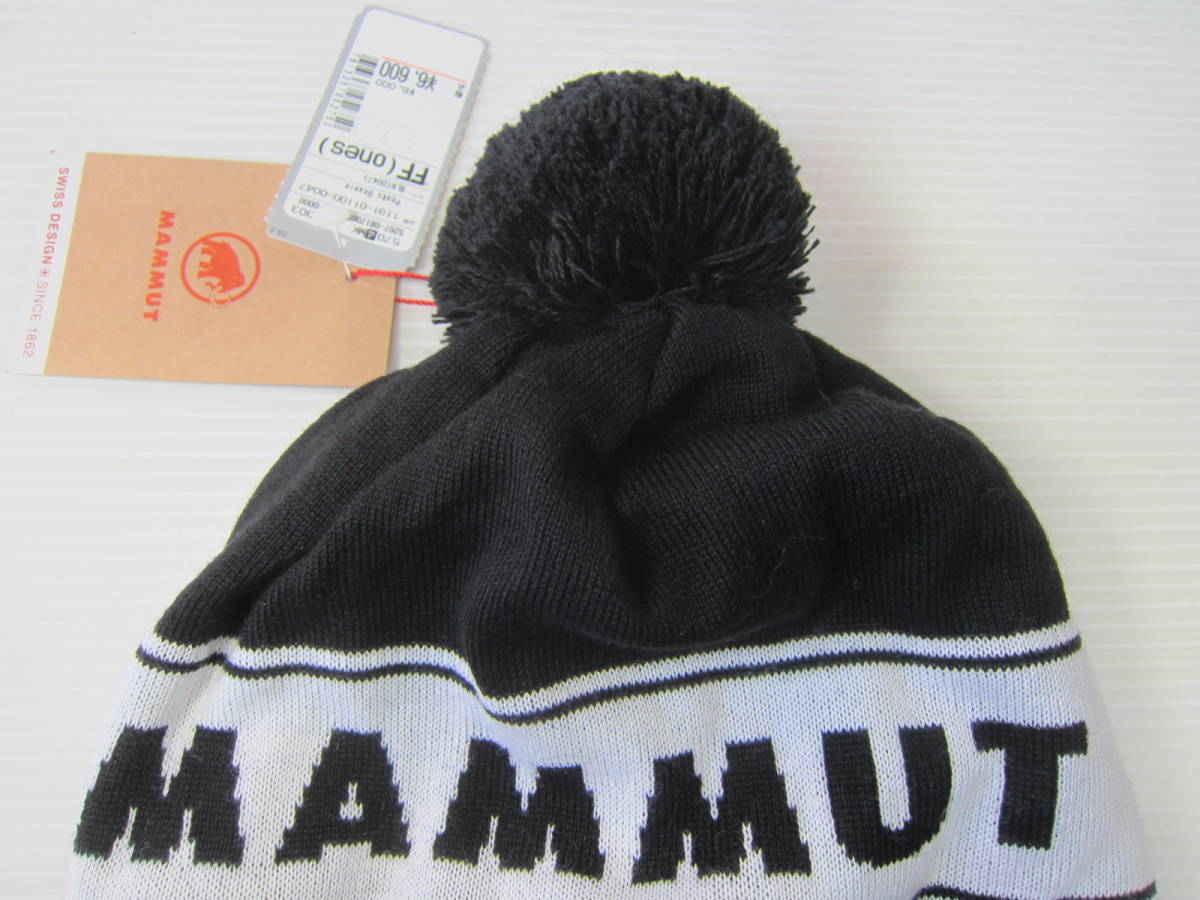 新品◆マムートMAMMUT ニット帽 Peaks Beanie フリー 黒 白 防風 防寒 保温 防雪 登山キャンプ 冬山 トレッキング 帽子 ビーニー 車中泊_画像2