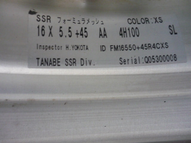 SSR フォーミュラメッシュ 16インチ 5.5J ＋45 4穴 PCD100 ブリヂストン SEIBERLING SL201 2022年製造 溝有 165/45R16 4本 中古 _画像9