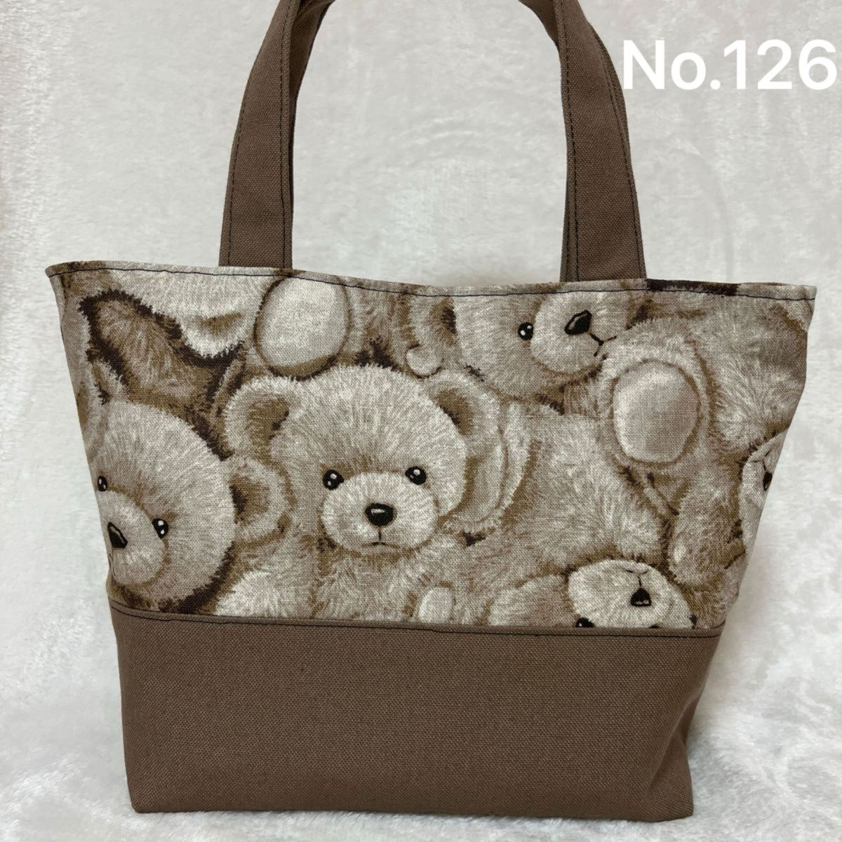 ぎゅうぎゅうクマのミニトートバッグ ハンドメイド No.126