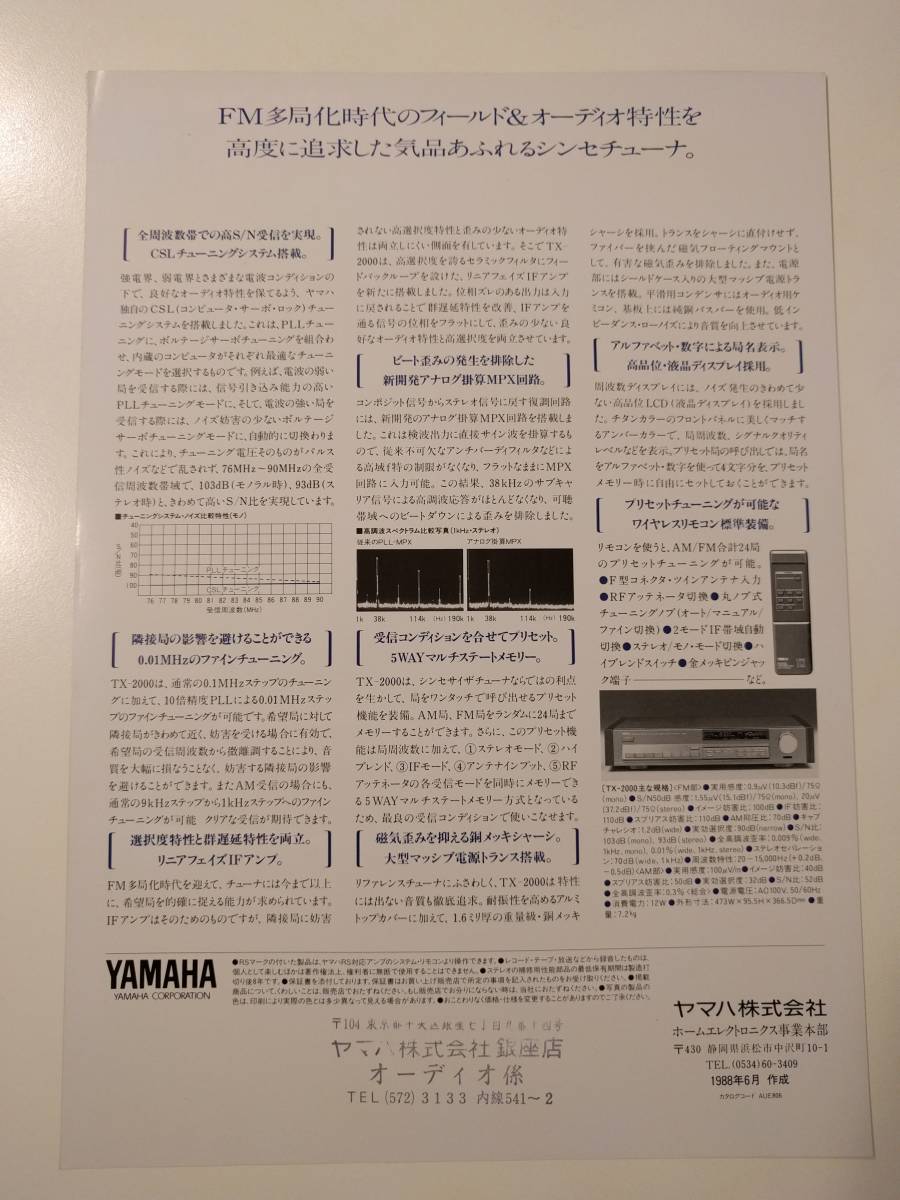  原文:★★YAMAHA TX-2000 通電 動作確認済み ヤマハ AM FM ステレオ チューナー 