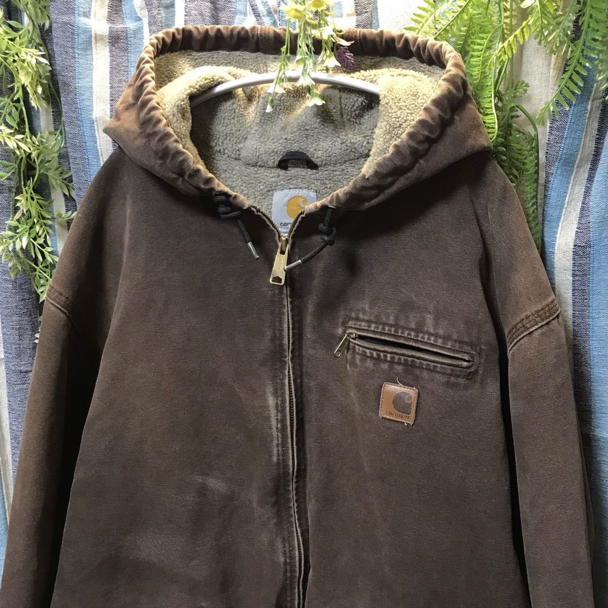 Carhartt カーハート　ボア　ダック　アクティブ　ジャケット　J141 革パッチ　2XL ゆるダボ　古着　デトロイト