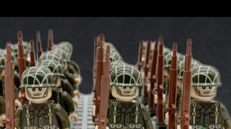カナダ兵ミニフィグ　匿名配送　LEGO互換　レゴブロック　ライフル銃　武器　誕生日プレゼント　送料無料　USA　クリスマス　冬休み