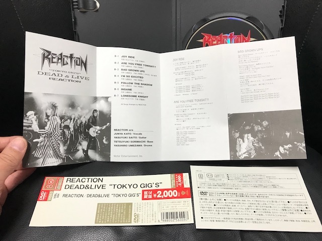 当時物 2004年 ビクター REACTION DVD REACTION DEAD ＆ LIVE TOKYO GIG'S DVD 背表紙 冊子付き 1987年DVD化 レトロ 希少_画像5