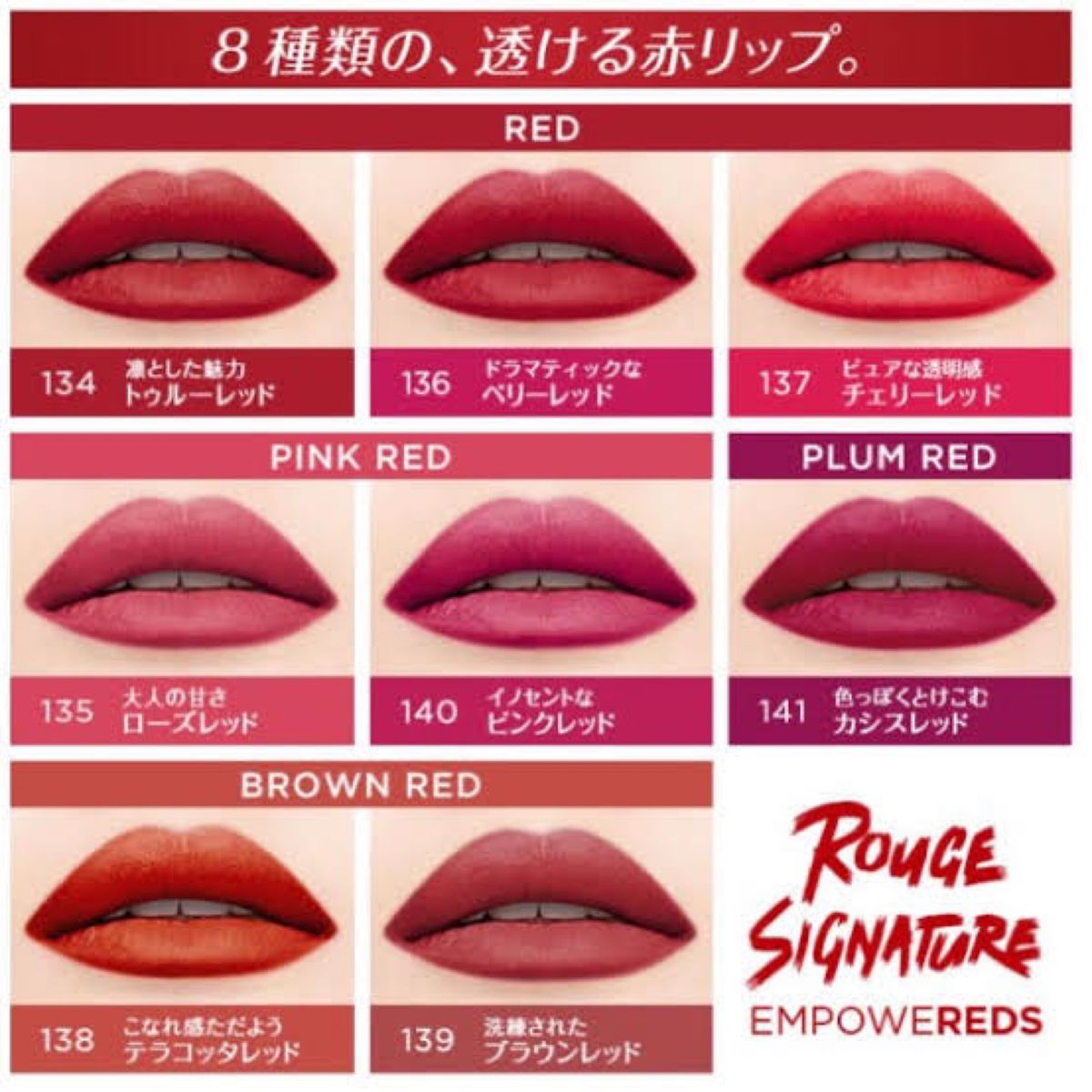 L'OREAL PARiS ルージュシグネチャー 140 イノセント ピンク レッド リップ ベリー ローズ マット 赤リップ