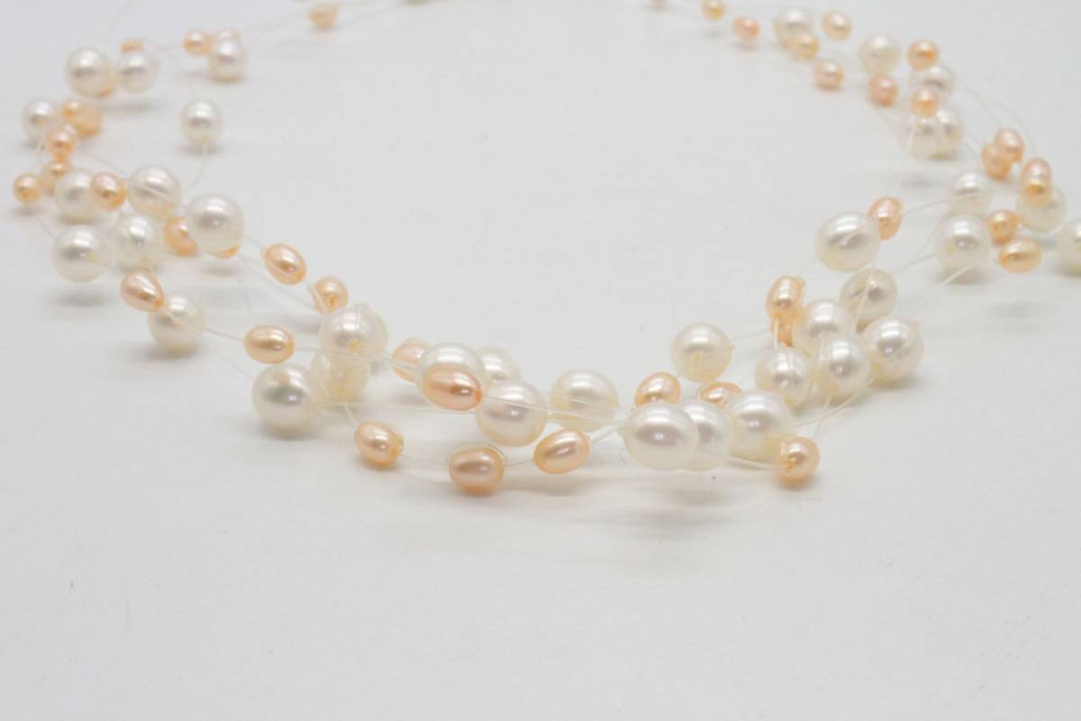 美品】TASAKI タサキ 淡水パール 5連ワイヤー ネックレス K18YG 美品】TASAKI タサキ 淡水パール 5連ワイヤー ネックレス K18YG