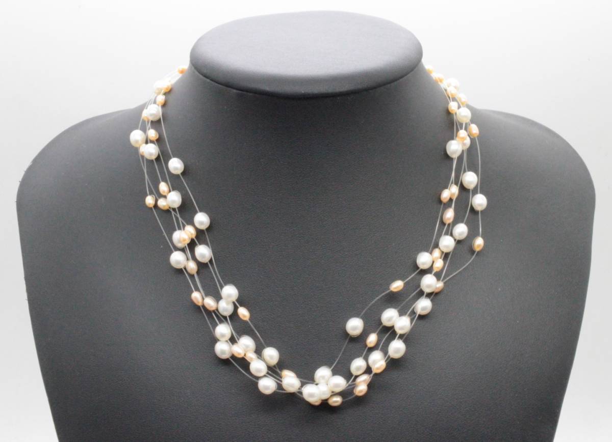 美品】TASAKI タサキ 淡水パール 5連ワイヤー ネックレス K18YG 美品】TASAKI タサキ 淡水パール 5連ワイヤー ネックレス K18YG
