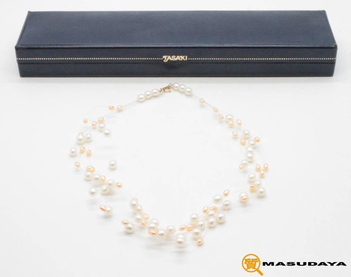 美品】TASAKI タサキ 淡水パール 5連ワイヤー ネックレス K18YG 美品】TASAKI タサキ 淡水パール 5連ワイヤー ネックレス K18YG
