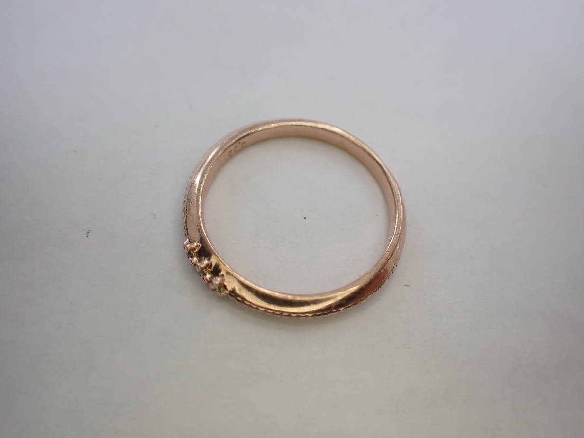 K10PG ピンクゴールド ダイヤ計0.02ct デザイン リング 指輪 約9号 aの画像3