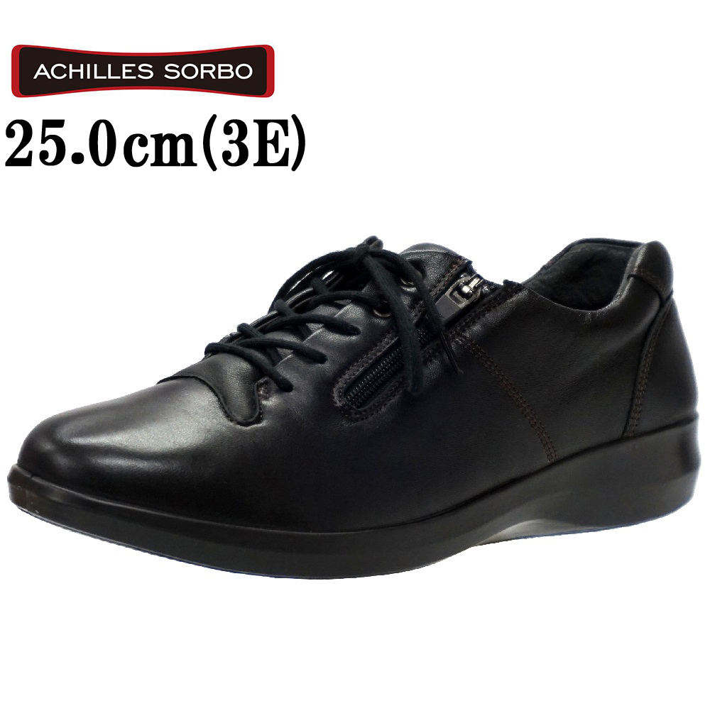 SRL2780 クロ 25.0cm アキレス ソルボ レディース ウォーキング シューズ 靴 3E Achilles SORBO 婦人 本革 羊革 日本製