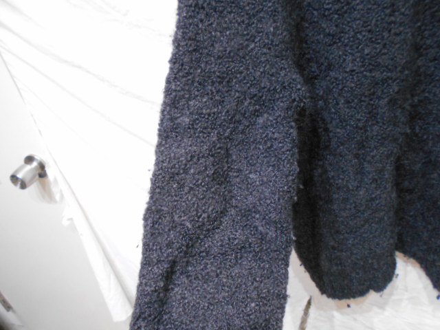 agnes b. homme アニエスベー フランス製 Vネック ウール ニット セーター ビンテージ サイズ2 チャコールブラック系 ルーズ ざっくり_画像4