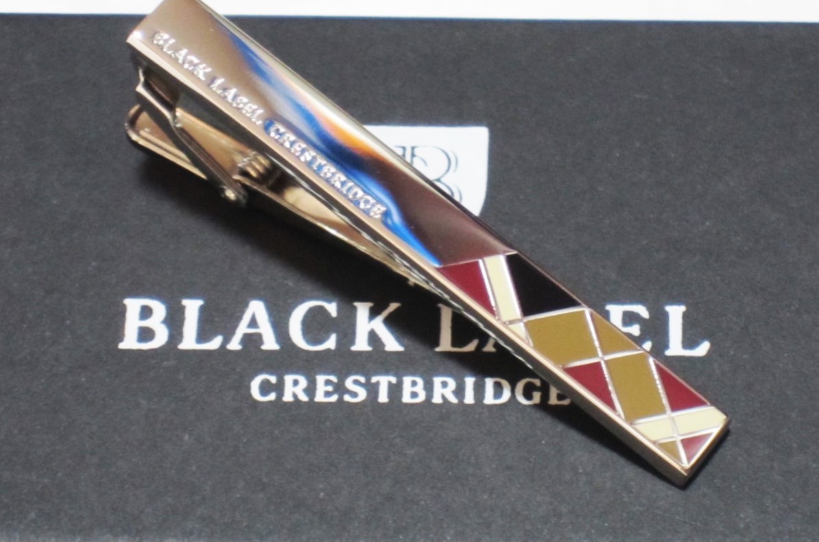 新品 ブラックレーベル ネクタイピン BLACK LABEL CRESTBRIDGE 日本製 クレストブリッジチェックエポタイバー 銀 国内正規店購入品