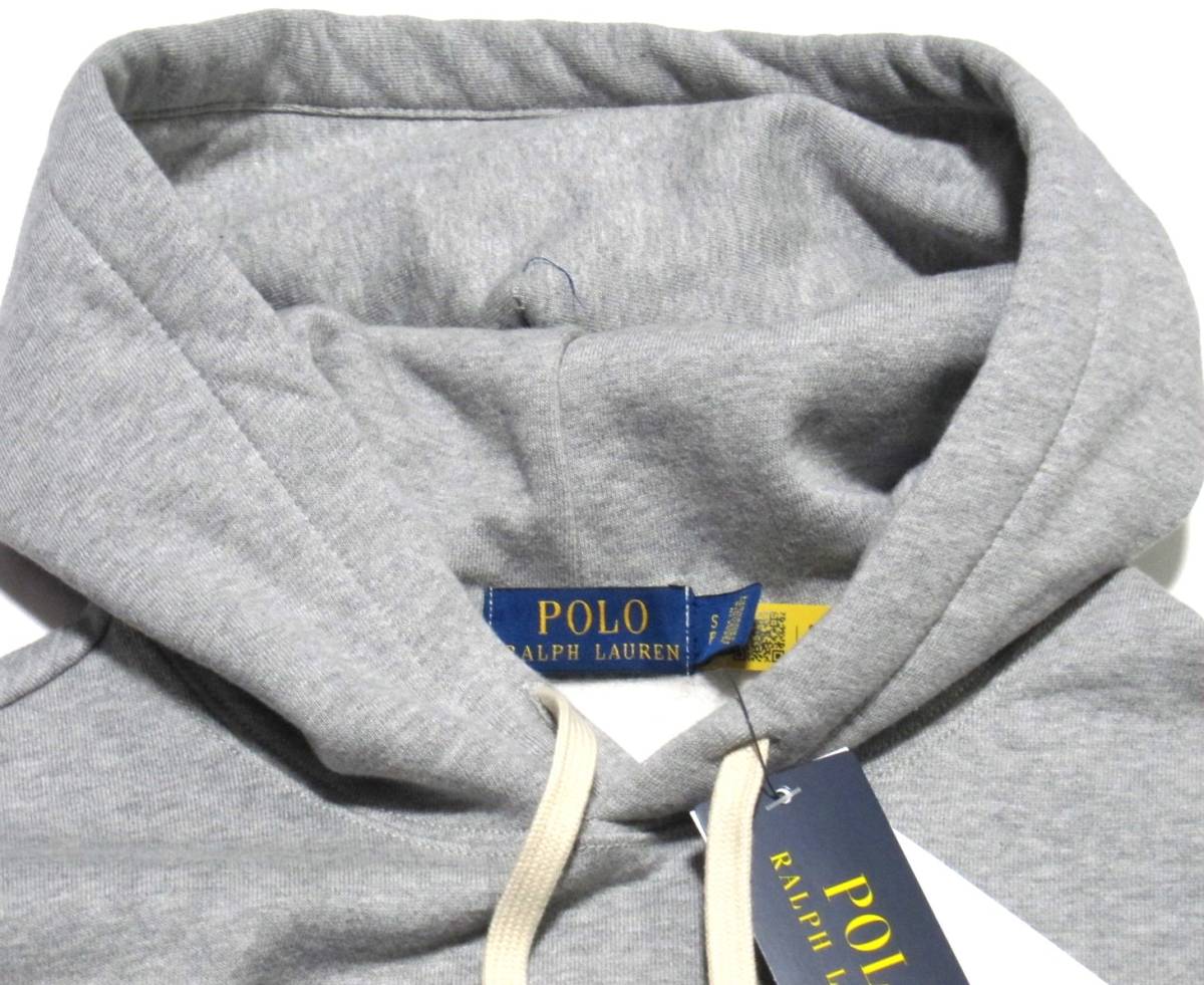 新品 ポロ ラルフローレン POLO Ralph Lauren パーカ プルオーバー フーディー 国内正規品 LL-L (US M) グレー 灰 パッチワークロゴ 裏起毛_画像8