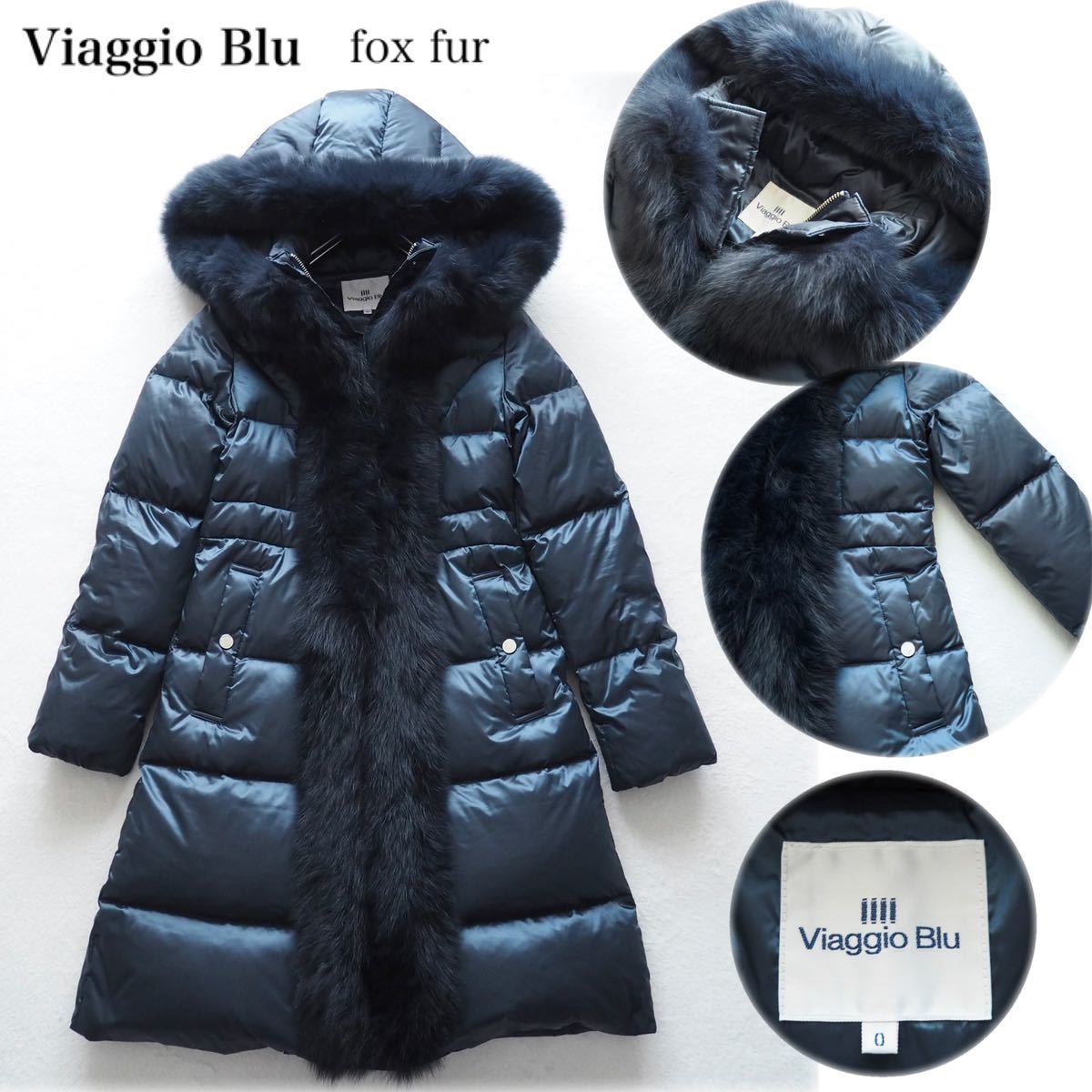 ViaggioBlu Viaggio Blu car i knee car n blur - long down coat fox fur real fur fur navy navy blue regular price 11 ten thousand 