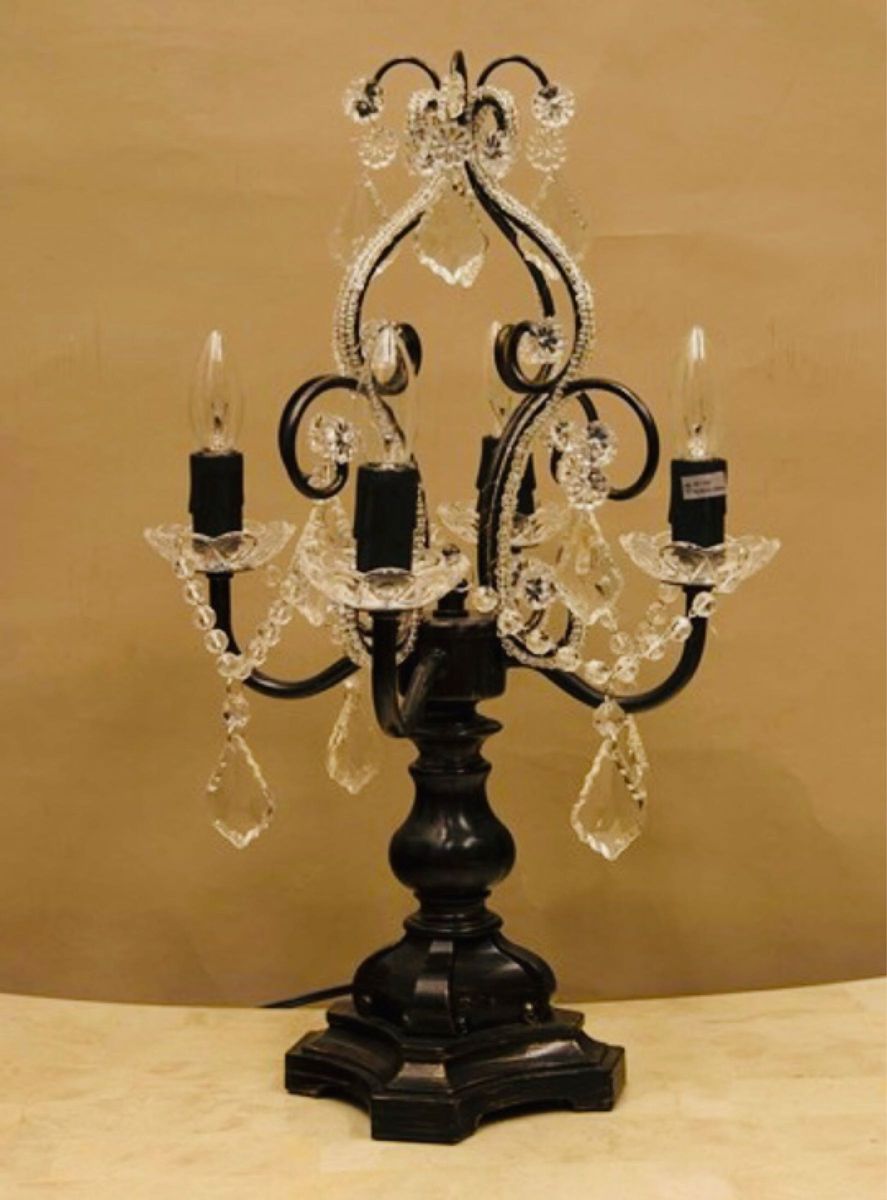 豪華アンティーク欧米風ガラスシャンデリア　4灯テーブルランプ　レトロランプ　LED対応ランプ