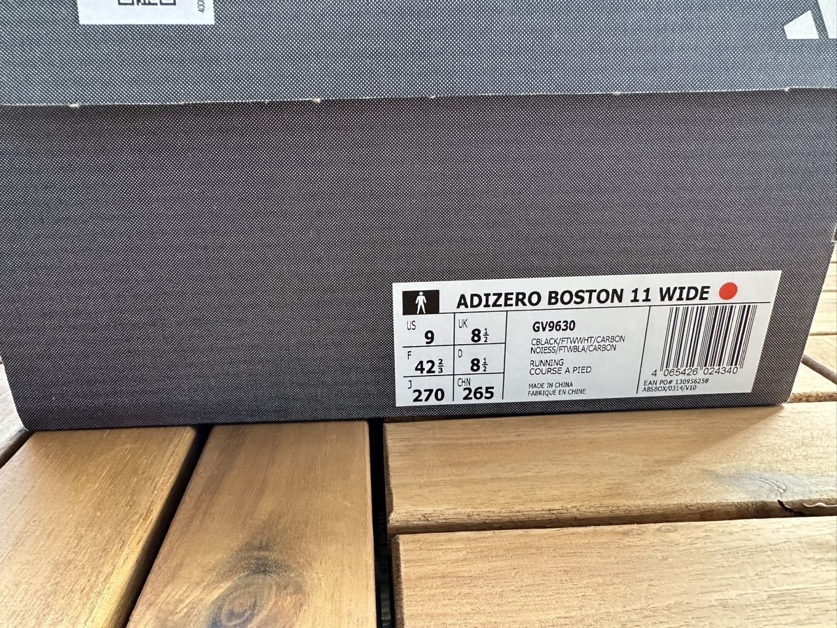 27.0cm adizero BOSTON 11 WIDE adidas アディダス ランニングシューズ アディゼロ ボストン11 黒 美品_画像5