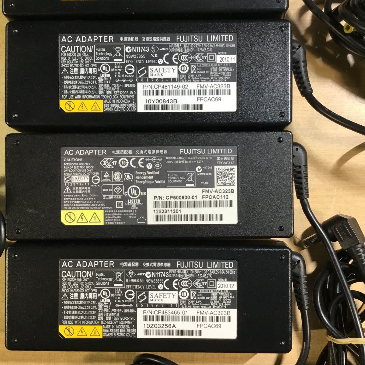 【送料無料】(122182F) 12個セット FUJITSU FMV-AC323B 19V5.27A 純正品 ACアダプタ メガネケーブル付 中古品_画像5