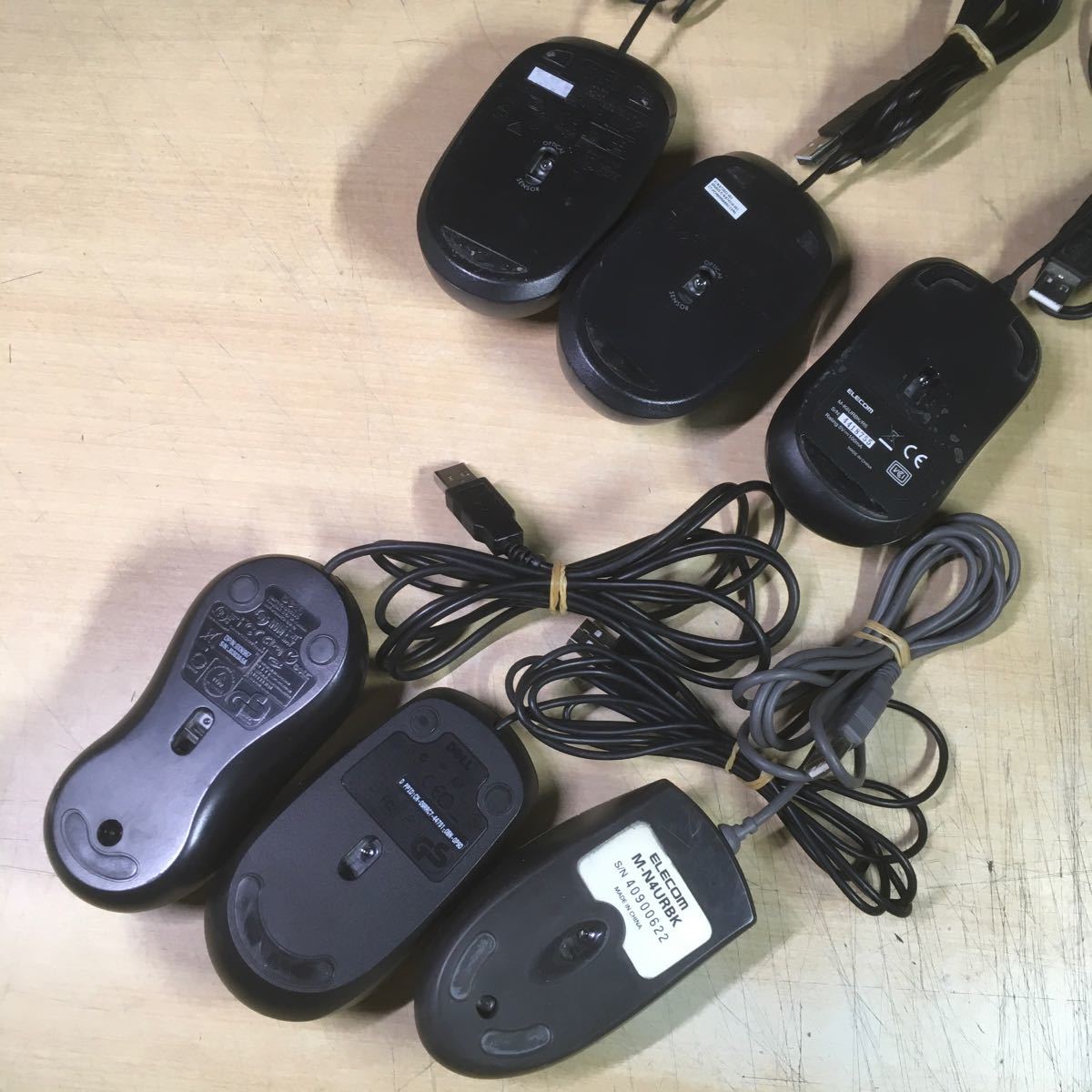 【送料無料】(122331C) DELL hp ELECOM USBマウス 6個セット 中古動作品_画像2