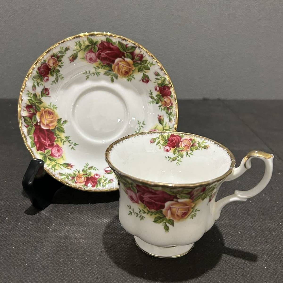 D(921d4) ROYAL ALBERT ロイヤルアルバート 1客 カップ&ソーサー 珈琲紅茶兼用 オールドカントリー ローズ_画像7