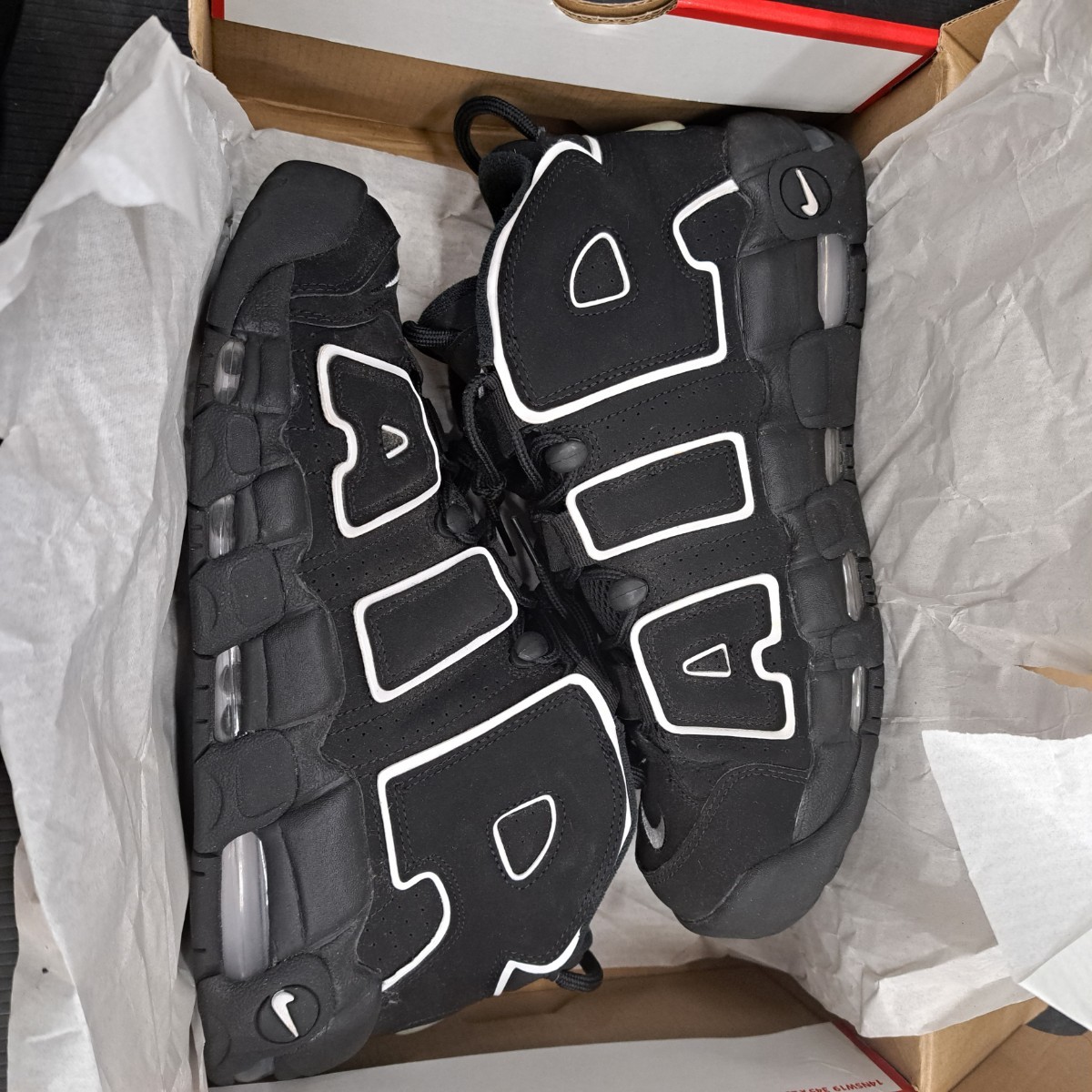 瑞(me1211-3) NIKE ナイキ AIR MORE UPTEMPO モアテン ブラック ホワイト 414962-00228センチ スニーカー シューズ 靴 28㎝ メンズ 中古_画像8