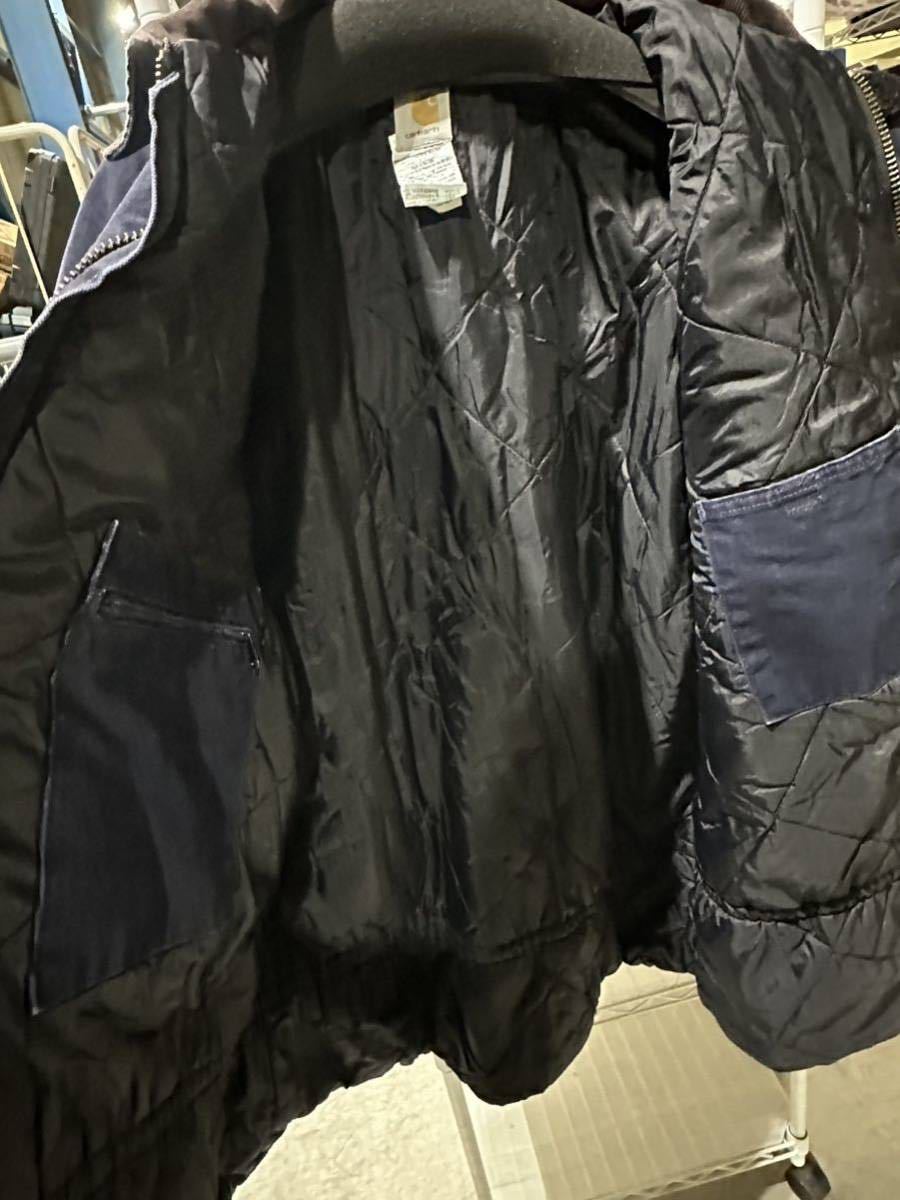 D(1129m2) Carhartt カーハート トラディショナル ジャケット コート ジャンバー 上着 古着 ネイビー 紺 襟コーデュロイ 2XL 大きいサイズ_画像4