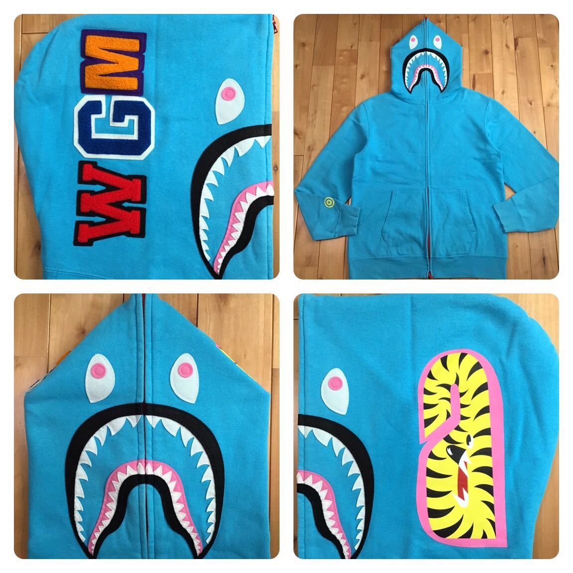 ★XL★ 2010年 ネオン シャーク パーカー NEON shark full zip hoodie a bathing ape BAPE エイプ ベイプ アベイシングエイプ NIGO i955