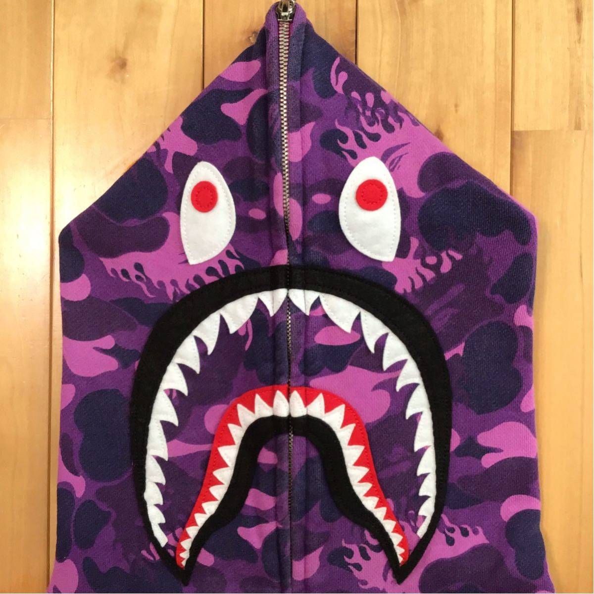 ★XL★ ★ムック限定★ Fire camo シャーク パーカー shark full zip hoodie a bathing ape BAPE purple camo エイプ ベイプ NIGO 迷彩 z9_画像3
