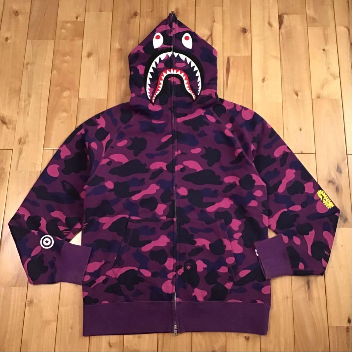 Purple camo シャーク パーカー Lサイズ shark full zip hoodie a bathing ape BAPE エイプ ベイプ アベイシングエイプ 迷彩 z266