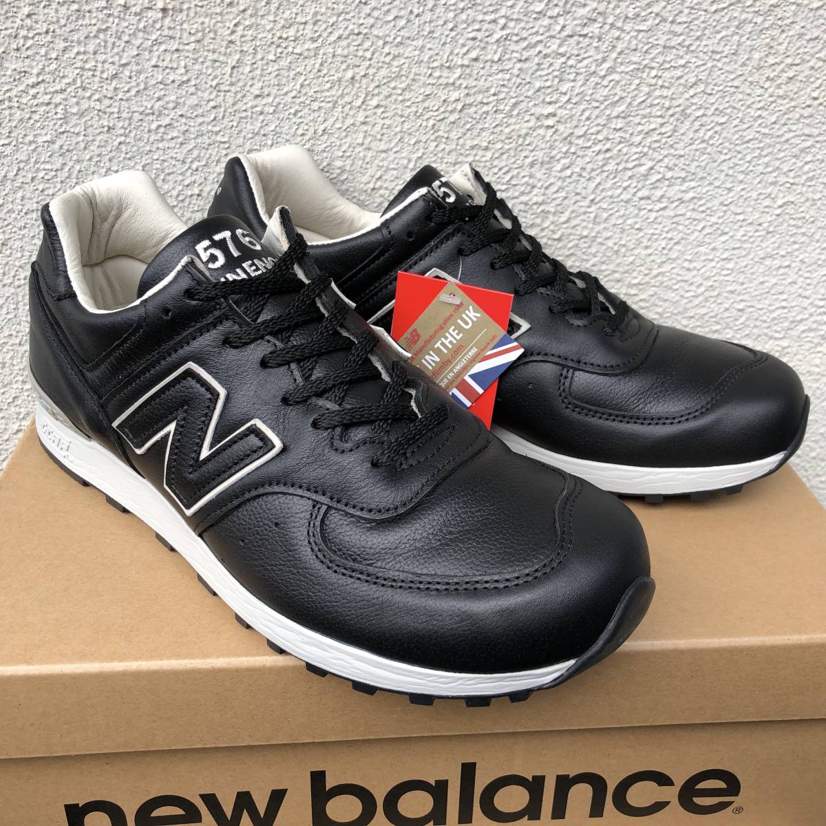 UK製【LIMITED EDITION】NEW BALANCE LM576UK BKU BLACK/TAN US9.5 27.5cm オールレザー M576 イギリス英国製 NB ブラック 黒 スニーカー_画像1