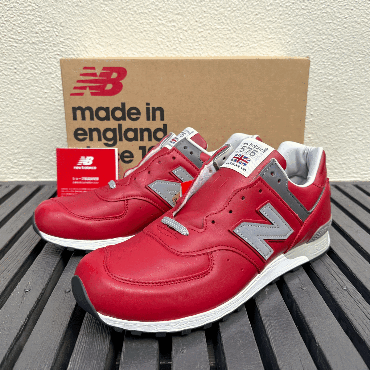 国内正規品 UK製 New Balance M576RED レッド×グレー US11D 29cm 限定 イギリス英国製 NB スニーカー Made In England 赤 オールレザー_画像1