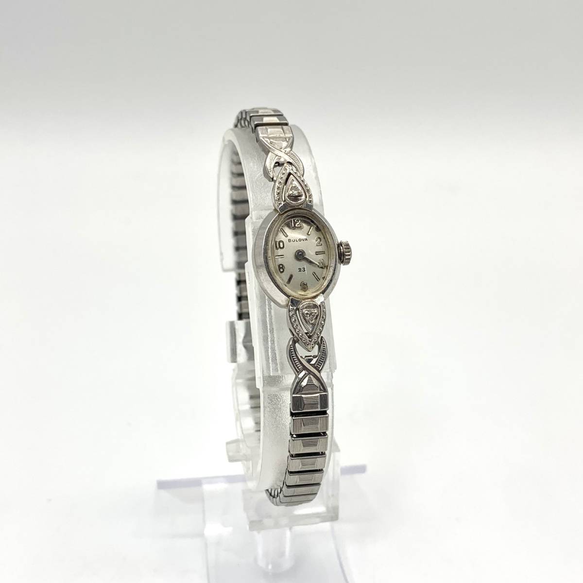 ブローバ BULOVA 腕時計 手巻き式 14K メレダイヤ付き ジュエリー アンティーク ウォッチ ヴィンテージ Y0911_画像2