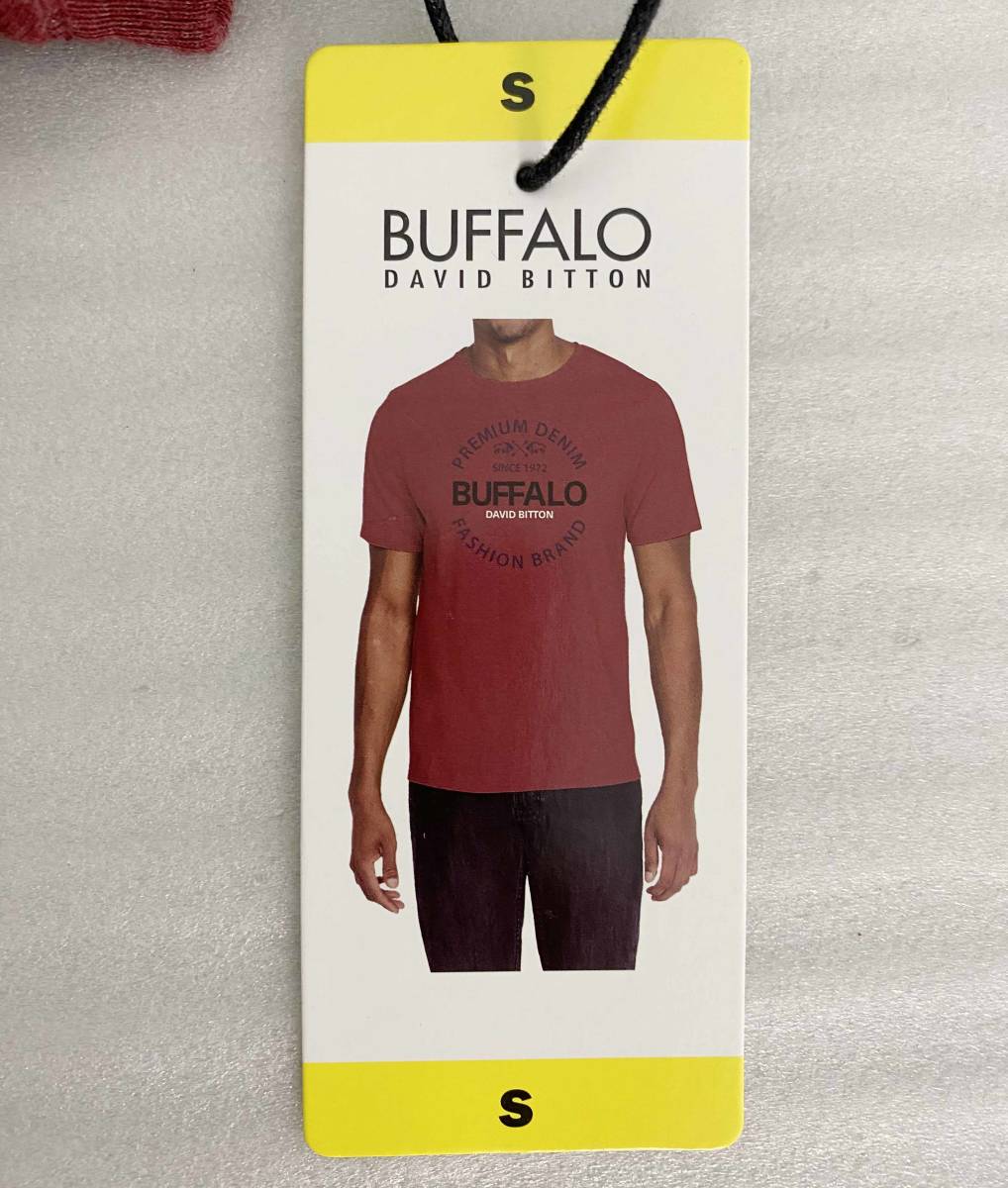 新品 S ★ コストコ BUFFALO メンズ 半袖 Tシャツ ロゴ ヘザー レッド ユニセックス トップス バッファロー MENS SS TEE DAVID BITTON