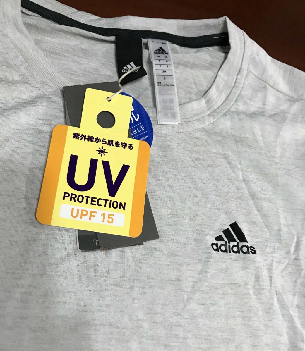 新品 M ★ adidas 半袖 Tシャツ EUA47 CX4447 ライトグレー アディダス UV Climalite スポーツウェア ポケット ポケッタブル