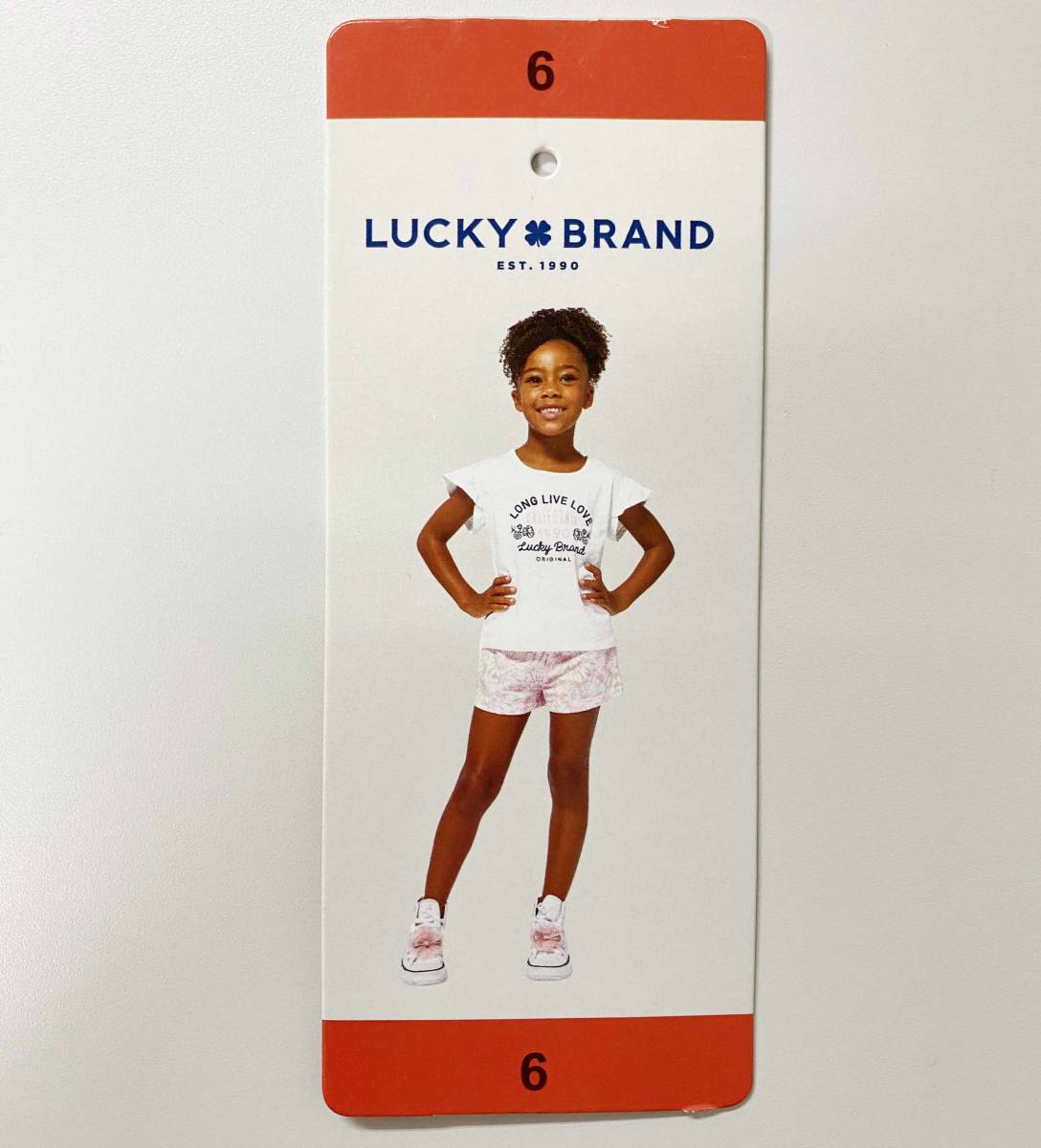  new goods 120 * cost ko Lucky brand top and bottom set short sleeves T-shirt short pants 6 white pink setup LUCKY BRAND American Casual 