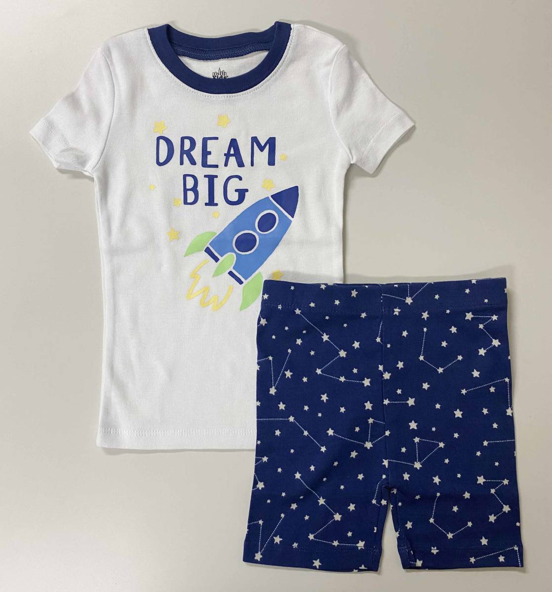 新品 100 ★ コストコ キッズ ボーイズ パジャマ 4点 セット 3T 宇宙 半袖 Tシャツ 短パン 長ズボン ロケット ネイビー Kids Headquarters_画像5