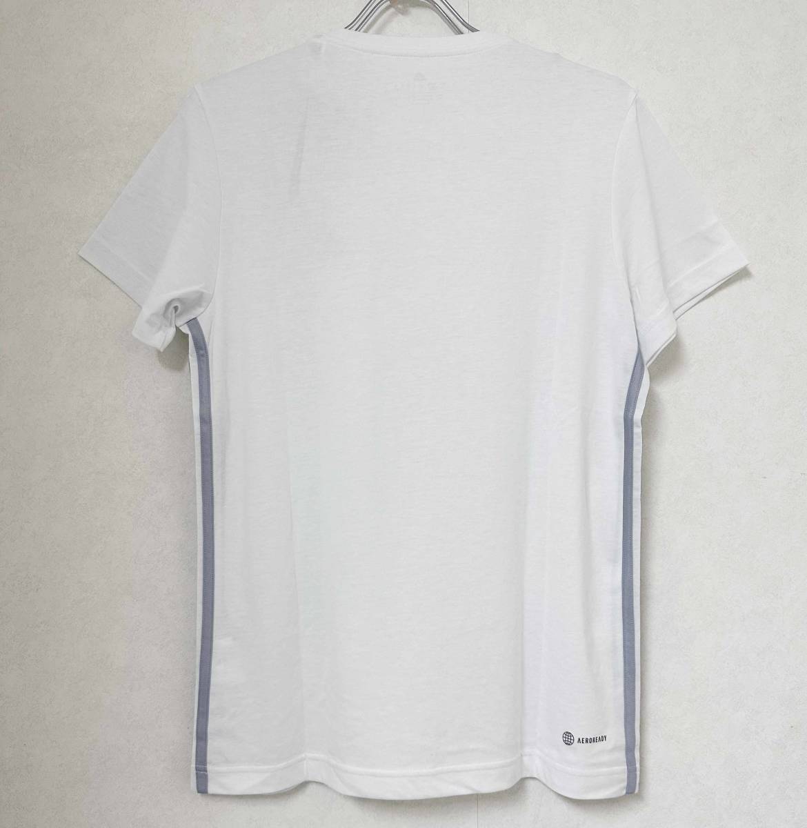 新品 M ★ adidas アディダス 半袖 ロゴ Tシャツ ホワイト SH946 HM8318 3S PES TEE レディース ルーズフィット メンズ スポーツ ウェア