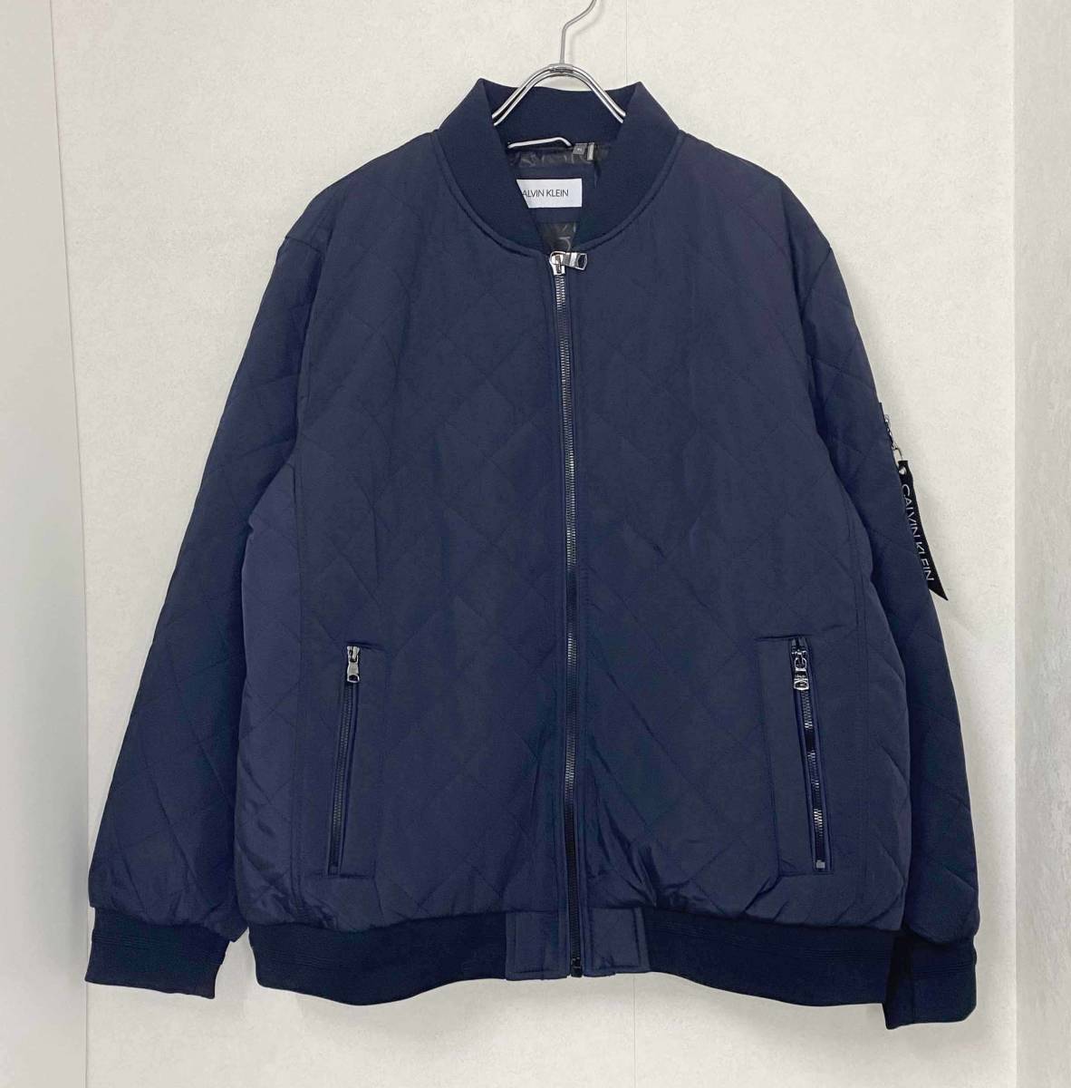 新品 US-XL ★ Calvin Klein カルバンクライン フライトジャケット ネイビー 2XL 3L キルトボンバージャケット MA-1 アウター 大きいサイズ_画像2