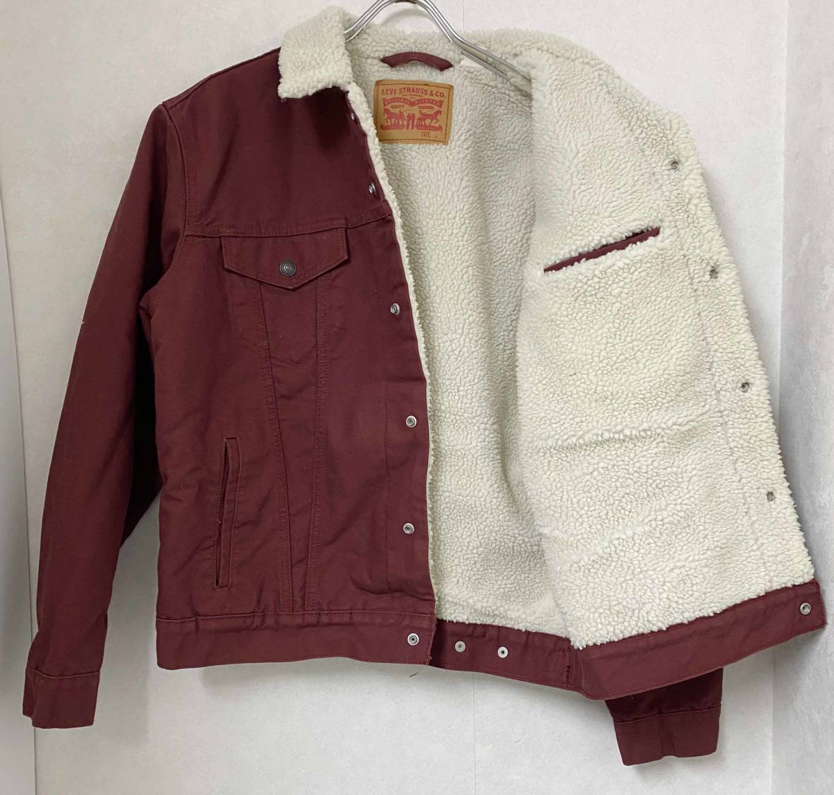 新品 L ★ Levi's リーバイス シェルパ トラッカー ジャケット レッド US-M 16365 ボア Gジャン タイプ3 Sherpa Trucker Jacket Port Red_画像4