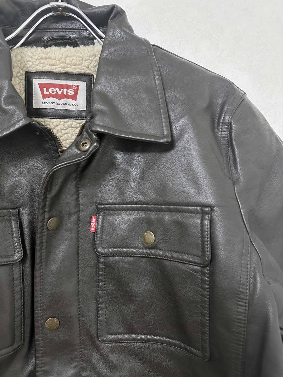 新品 XL Levi's リーバイス フェイクレザー 裏ボア ジャケット 