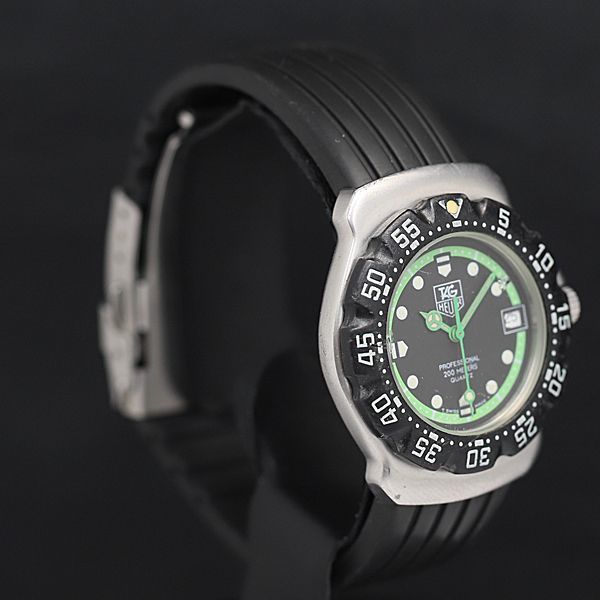 1円 稼働 QZ 良品 タグ・ホイヤー プロフェッショナル 200M WA1215 黒文字盤 デイト NBY メンズ腕時計 KRK 2000000_画像2