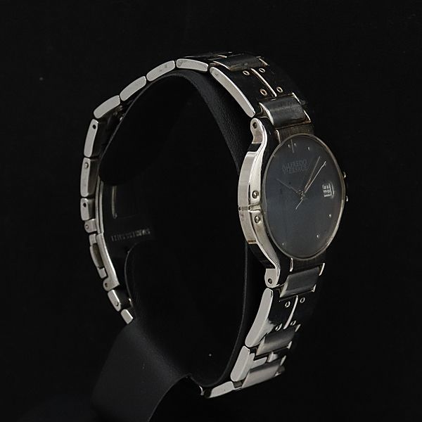 1円 稼働 良品 アルフレッドヴェルサーチ QZ V807S デイト カットガラス グレー文字盤 メンズ腕時計 NBY 2000000YSD_画像2