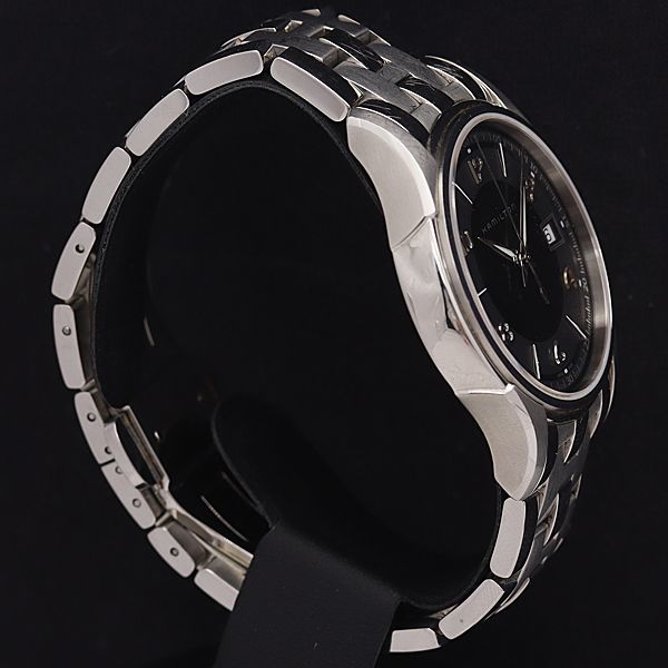 1円 稼働 良品 ハミルトン QZ H324111 ジャズマスター 黒文字盤 デイト メンズ腕時計 MBT 0001200NKG_画像2