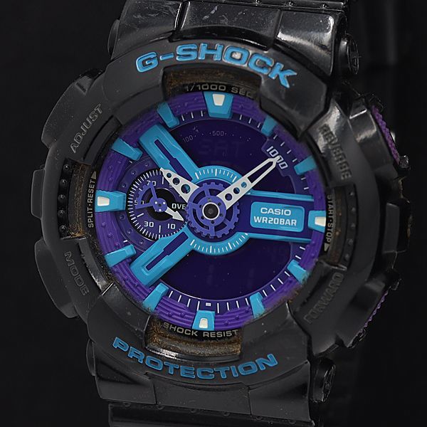 1円 稼働 良品 カシオ QZ GA-110HC Gショック ハイパーカラーズ デジアナ 紫文字盤 ラウンド メンズ腕時計 MGY 3185000SND_画像1